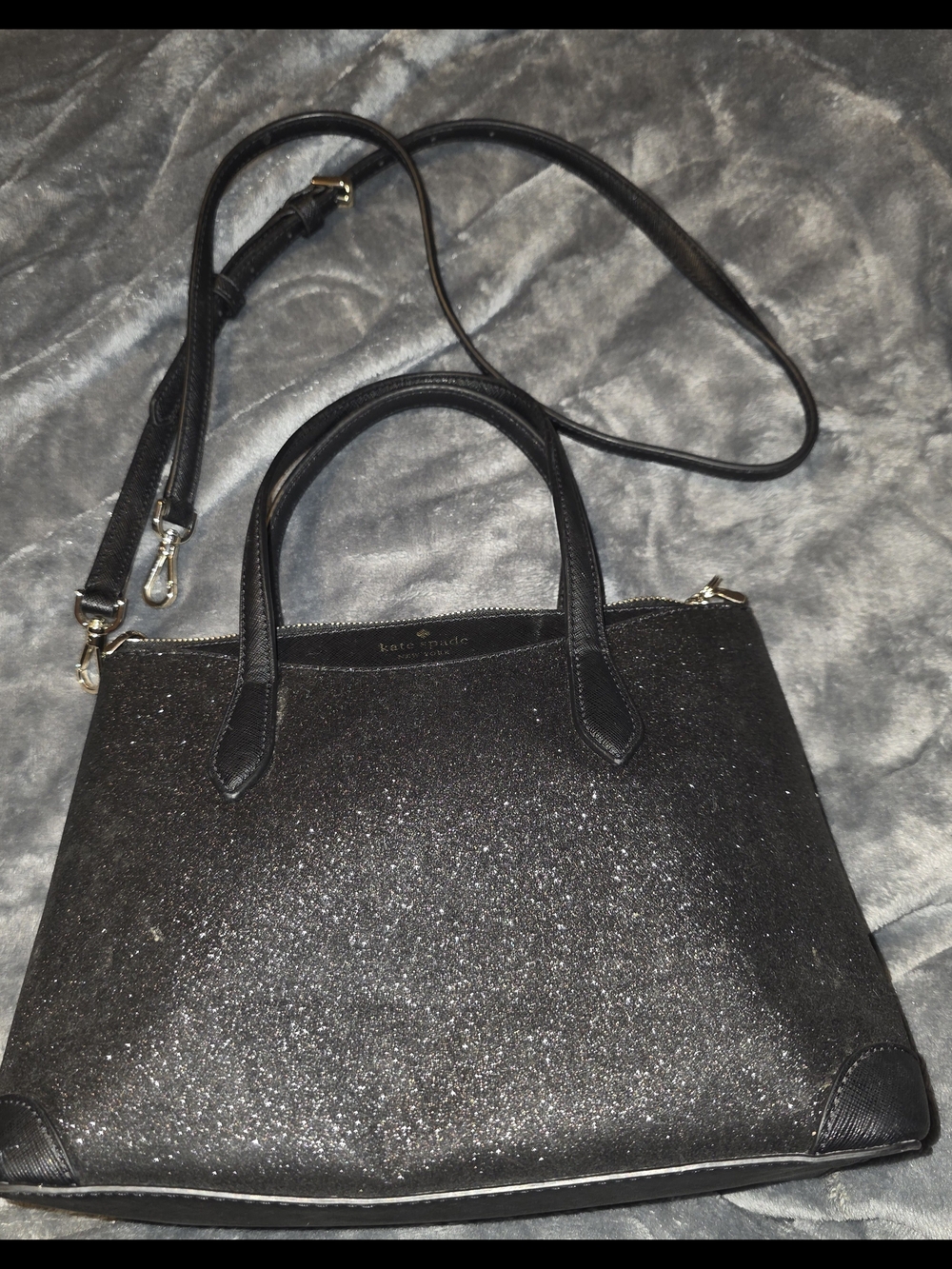 Kate Spade New York Shimmy Glitter Small Satchel in Black